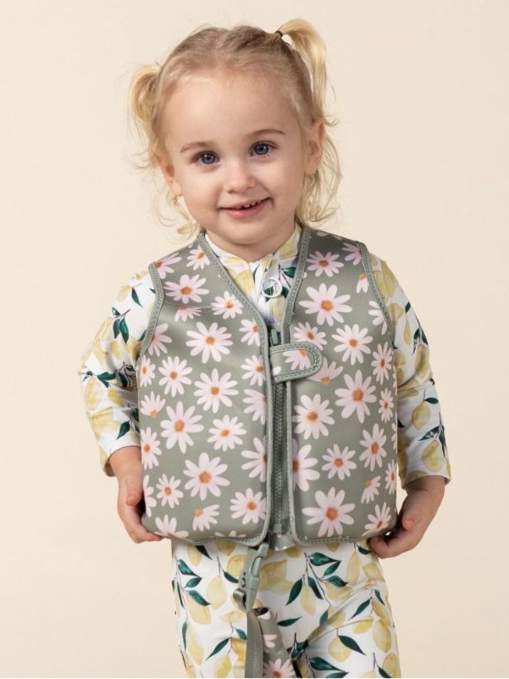 Kids Floral Safety Swim Vest by Current Tyed - Sage Daisy